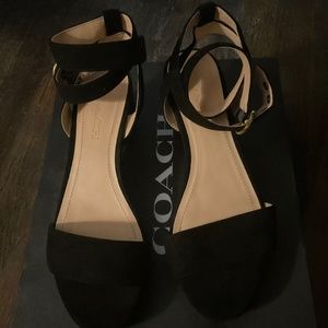 Coach Serena Suede Sandal, Black, Size 7.5, Never Worn Without Tags